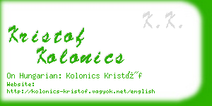 kristof kolonics business card
